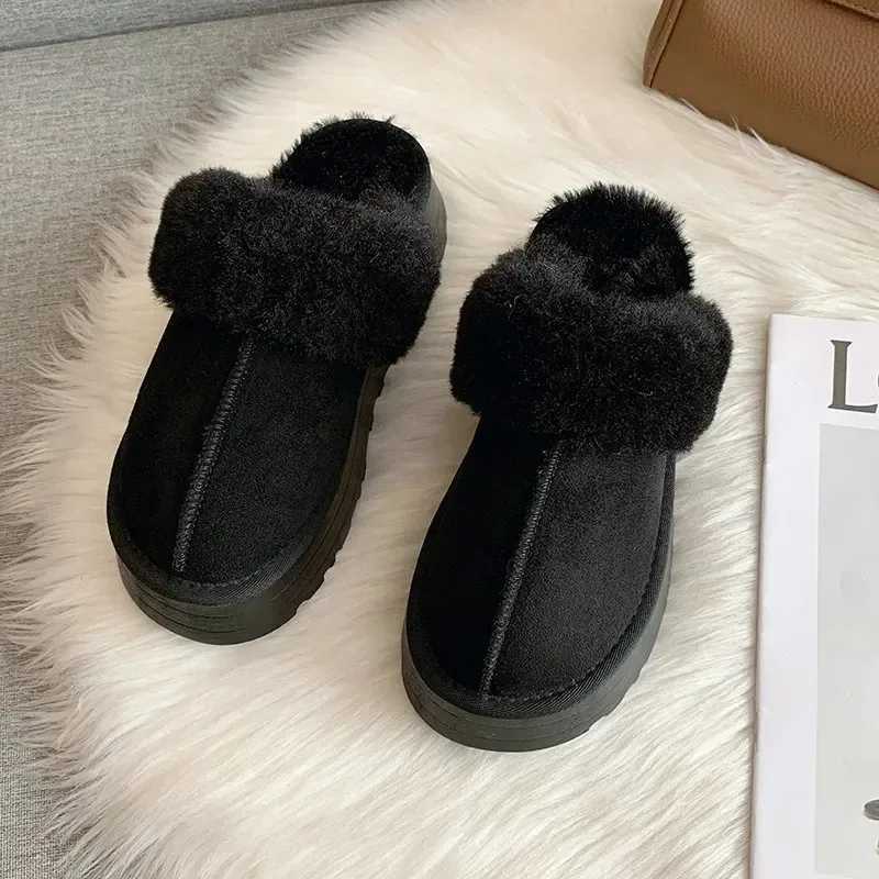 2024 NeW Fur Slippers Women Winter Plush Sandals Luxury Slip on Platform Slides Female Thick Sole Designer Cotton Home Shoes T260922ZPBD