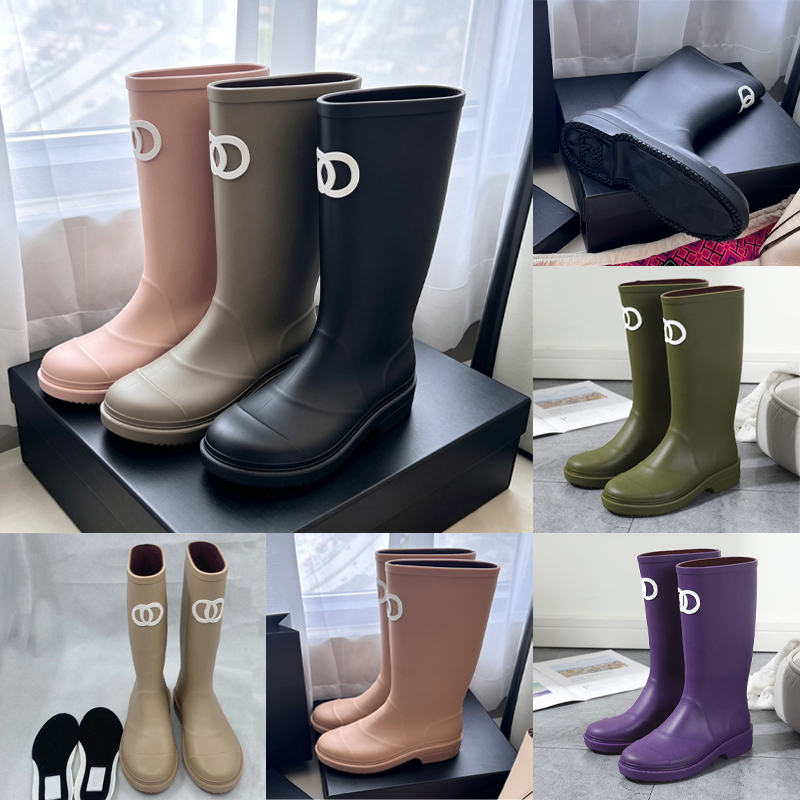 free shipping with box womens designer rain boots outdoor waterproof boots luxury women booties rubber shoes