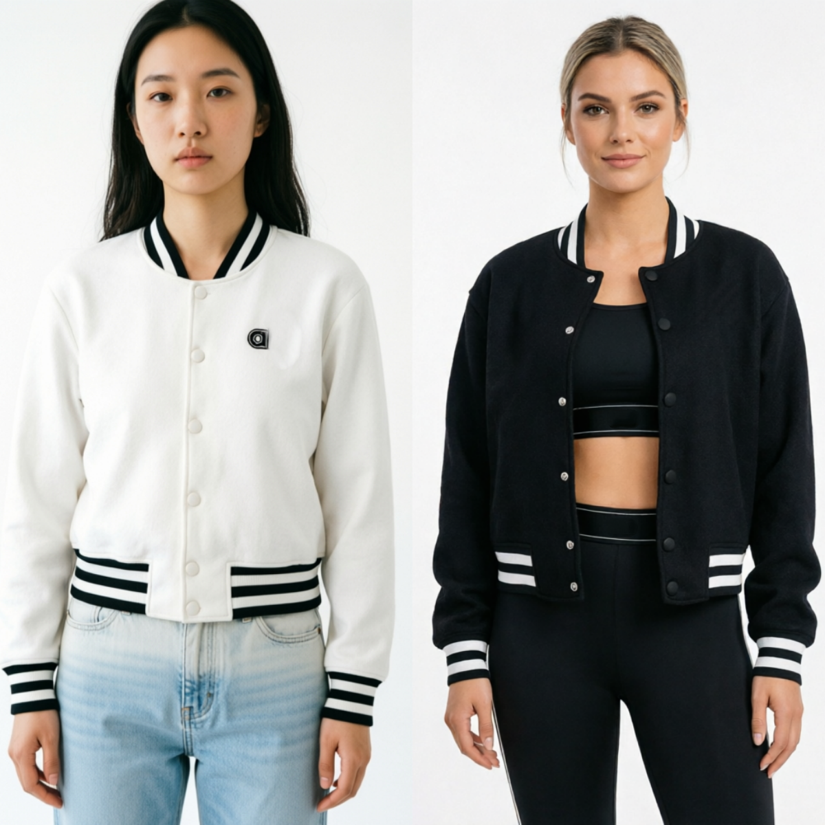 2831AO Vestes d'automne pour femme - Veste de baseball chic - Haut moderne inspiré du baseball - Parfait pour l'automne - Vêtements de yoga pour