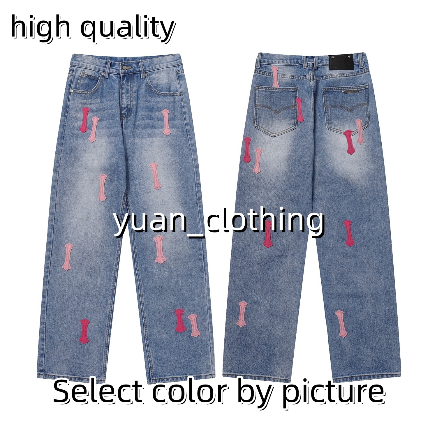 2026 chrome Jeans Designer Slim Fit Washed Pants Luxury New Mens Chromeess High Street Brand Cross Patch Straight Long Pants Unisex Crome 258