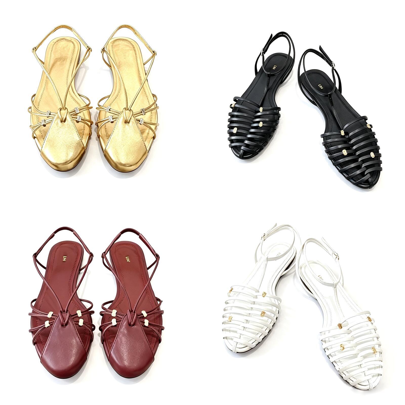 Genuine Leather slider hollow out slippers classic mary jane sandal Summer sandale luxury Ballet shoe womens Fashion travel Mule Designer Flat Outdo