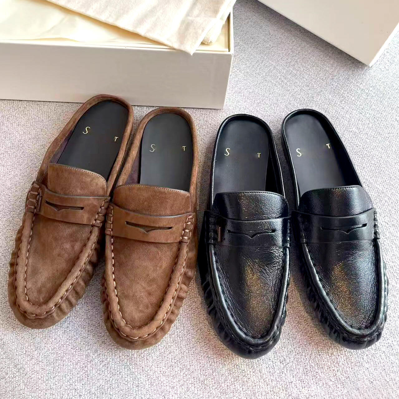 High quality loafers Genuine Leather Outdoor Flat casual shoe white slipper Summer luxurys slip ons moccasin Suede sandal womens run Designer travel
