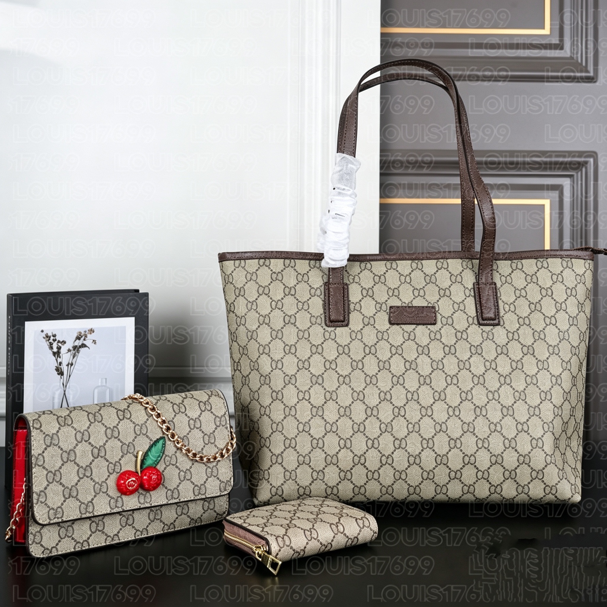 10a Fashion Ladies Large Hobo Tote Bag Classic Geometric Print Striped Decoration Top Handle Shoulder Handbag With Mini Coin Purse Three piece shopp