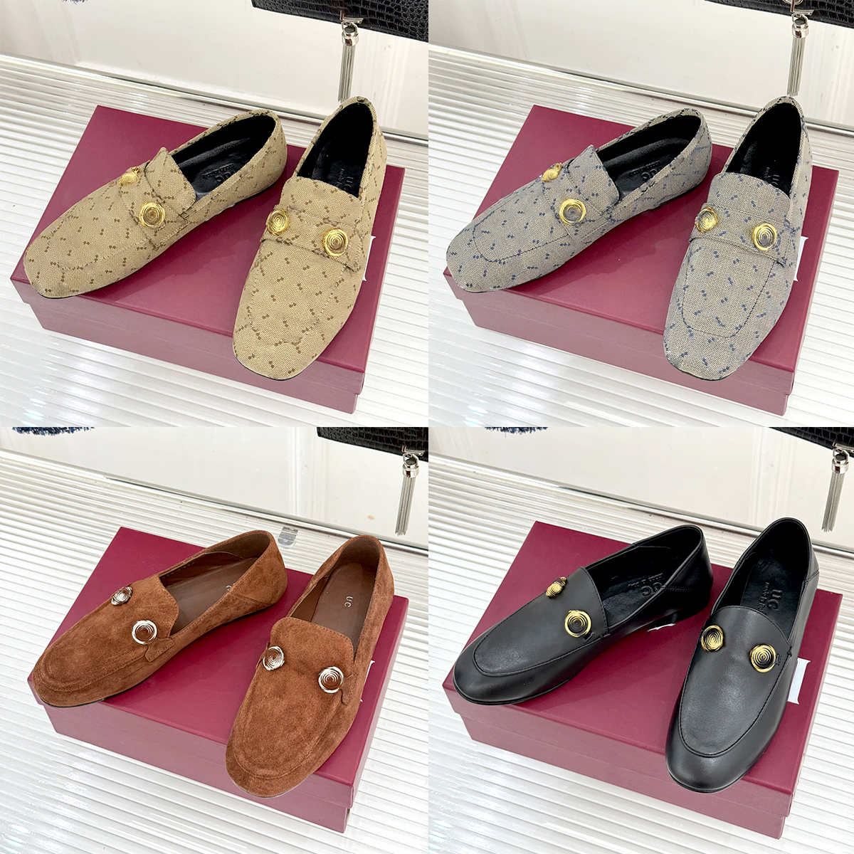 luxurys Designer dress shoe Summer Vintage Metal Horsebit Sneaker Suede Leather moccasin women tennis Jacquard casual shoes Outdoor slip ons trainer