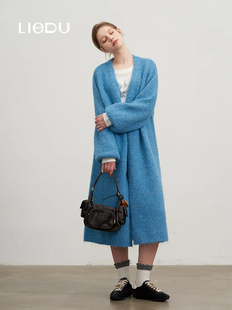 Women's Wool LIEDU French Elegant Commuter Women Fashion Contrast Long Knit Jacket Loose Casual Blazer Spring Autumn Chic Office Daily ea