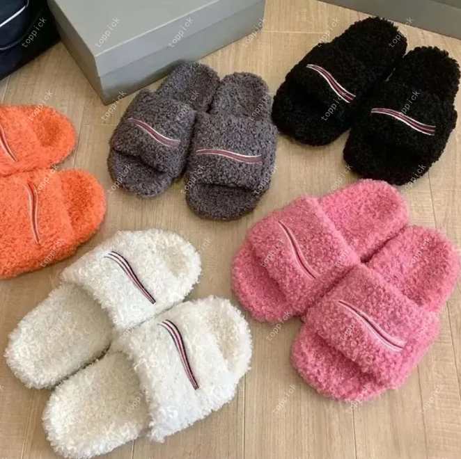 Deluxe Paris Fur Slides Furry Slippers Designer Mules Fall Winter Homewear Slide Men Footwear Paris Luxury Comfortable Fuzzy Flip Flop Fluffy Warm S