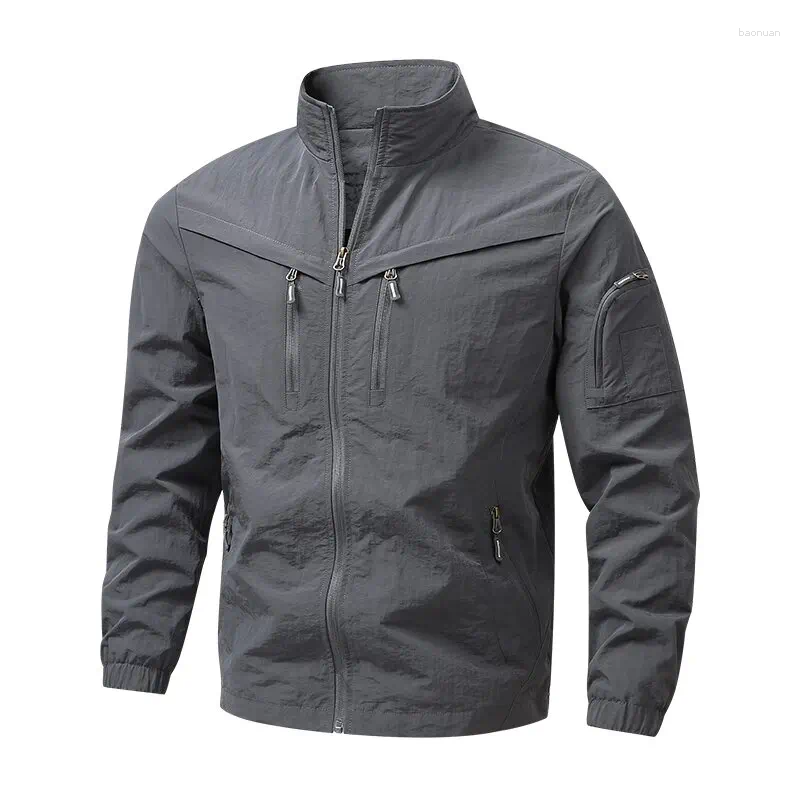 Men's Jackets Autumn And Spring Fashion Trend Pure Color Outdoor Sports Windbreaker Casual Loose Plus Size High Quality Hooded Jacket 66