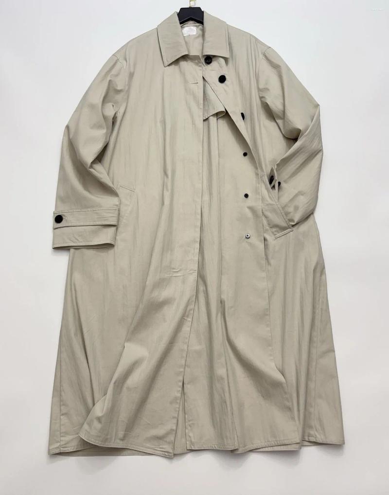Women's Trench Coats British Style Women Cotton Blend Solid Long Sleeve Coat Fashion Lady Polo Collar Single Breasted Jacket 2026 Spring 3d