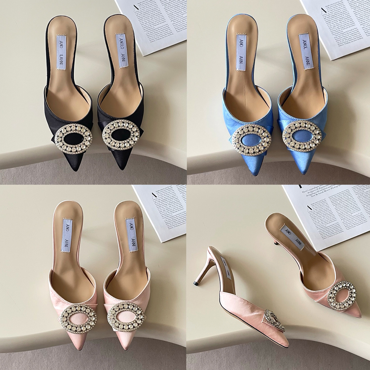 High quality satins dress shoes slipper lady New Sexy Date heels womens luxurys sandal High heeled shoe Party Wedding Designer kitten heel Summer rh