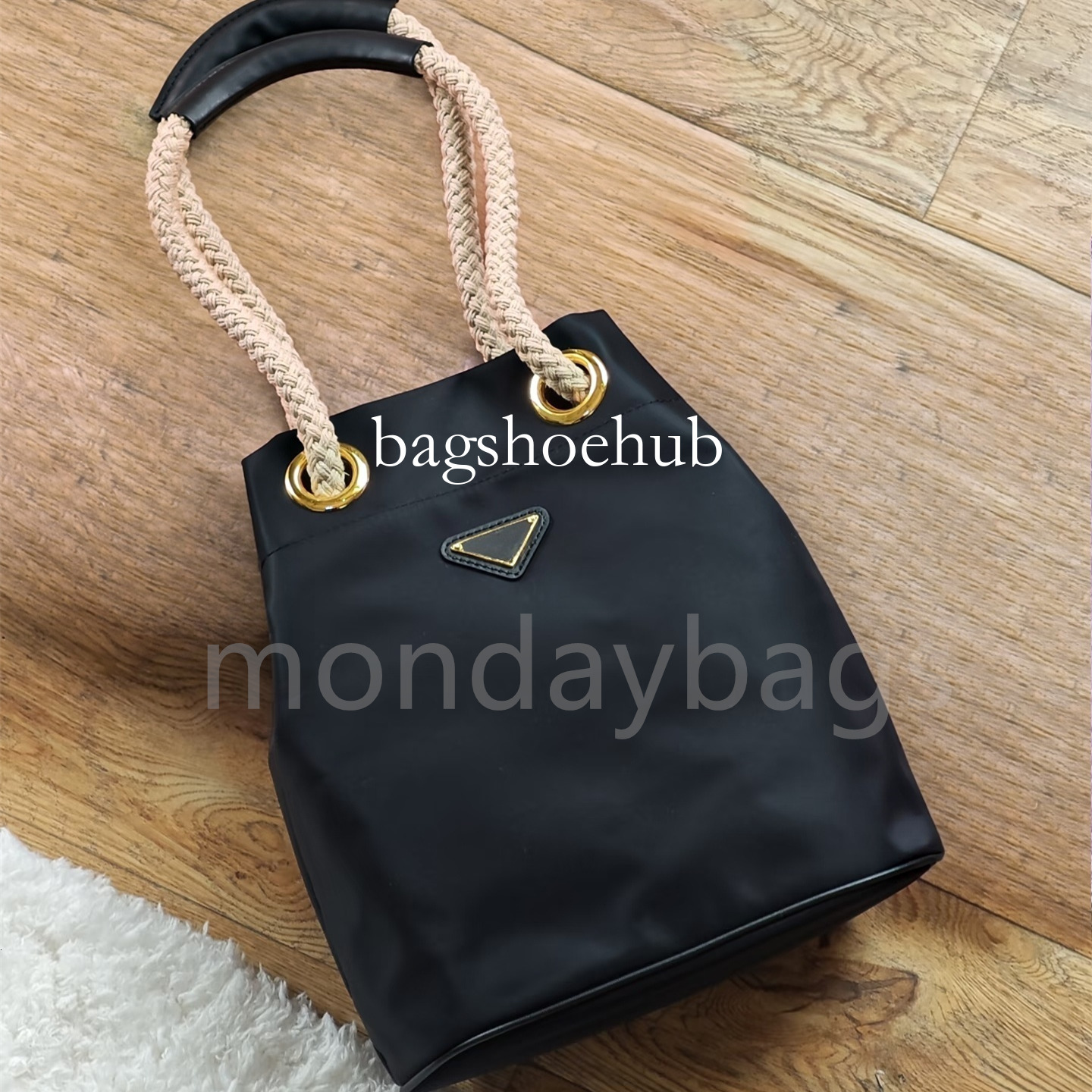Luxury Nylon Bucket Women's Designer Classic Shoulder Bag Geometric Lining With Printed Letters Summer Mini Tote beach purse Black bag Vacation
