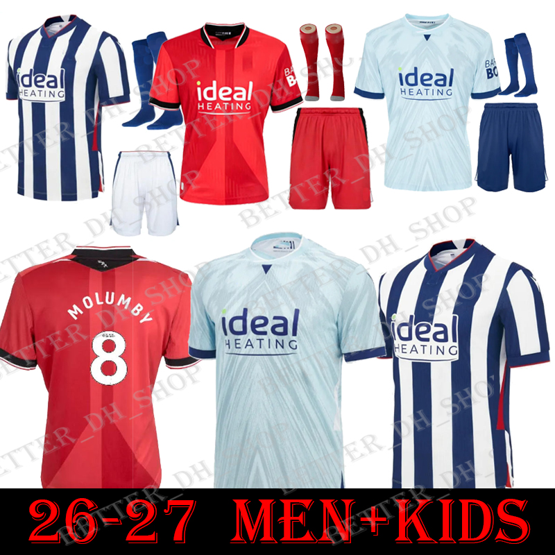 West 26/27 Bromwich AlbionS SOCCER JERSEYS Kits SWIFT JOSH MAJA WALLACE MOLUMBY Frabotta 2026 2027 Home Away men Kids kit Football Shirts Shorts 16-