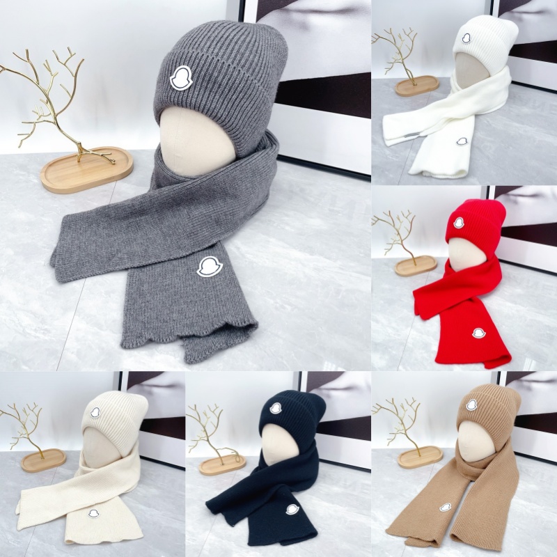Gorro de lana de punto acanalado, conjunto de regalo, tejido elástico, detalle de parche simple, diseñador, sombrero de invierno, bufandas que manti