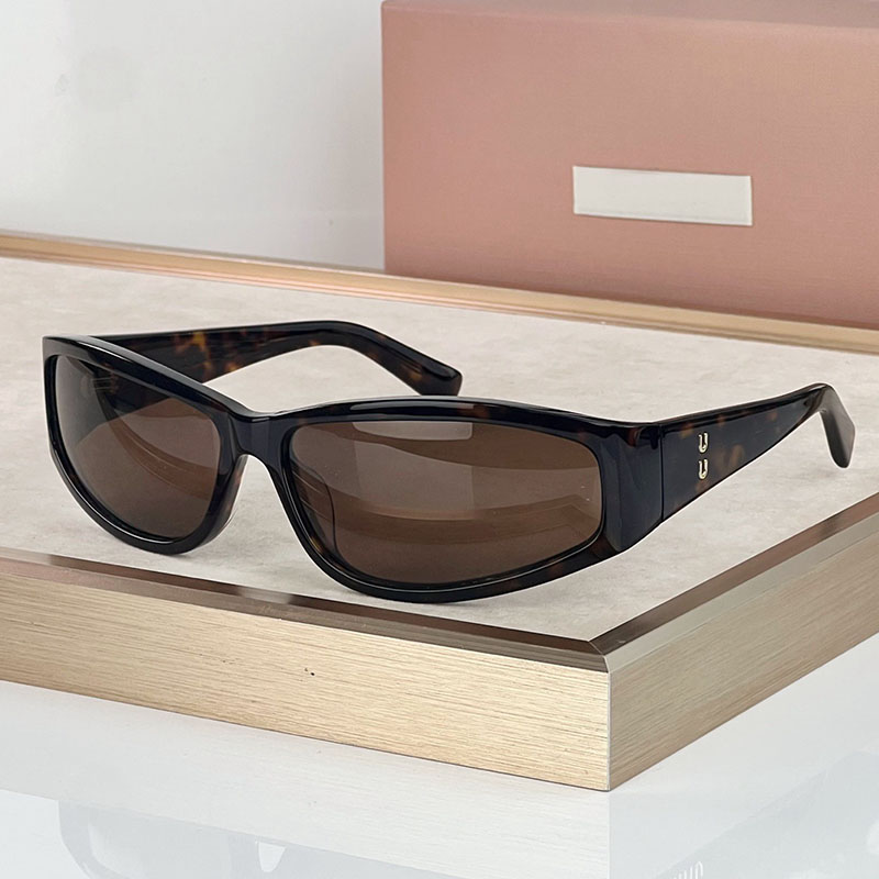 Women narrow rectangular Sunglasses MU C06SU Fashion designer acetate tortoiseshell frame Casual modern style luxury Iconic vertical logo with thick