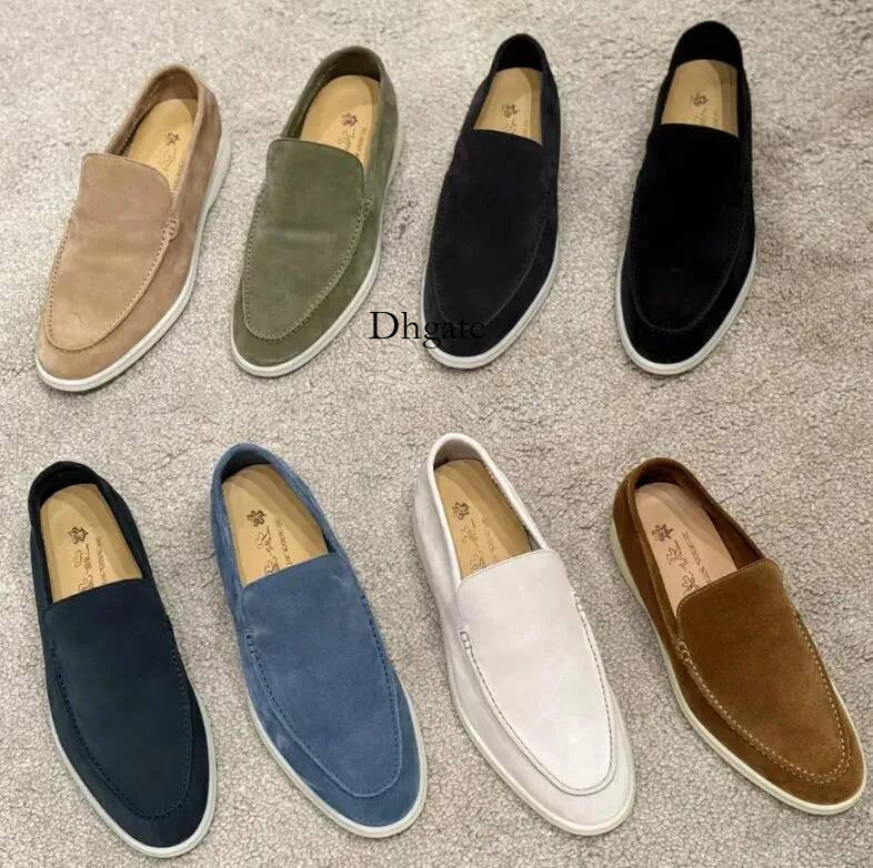 Luxury Suede Leather Loafers Summer Mens Dress Walking Moccasins Casual Comfortable Driving Shoes Fashion Flat Loafer Breathable Daily Footwear EU 3
