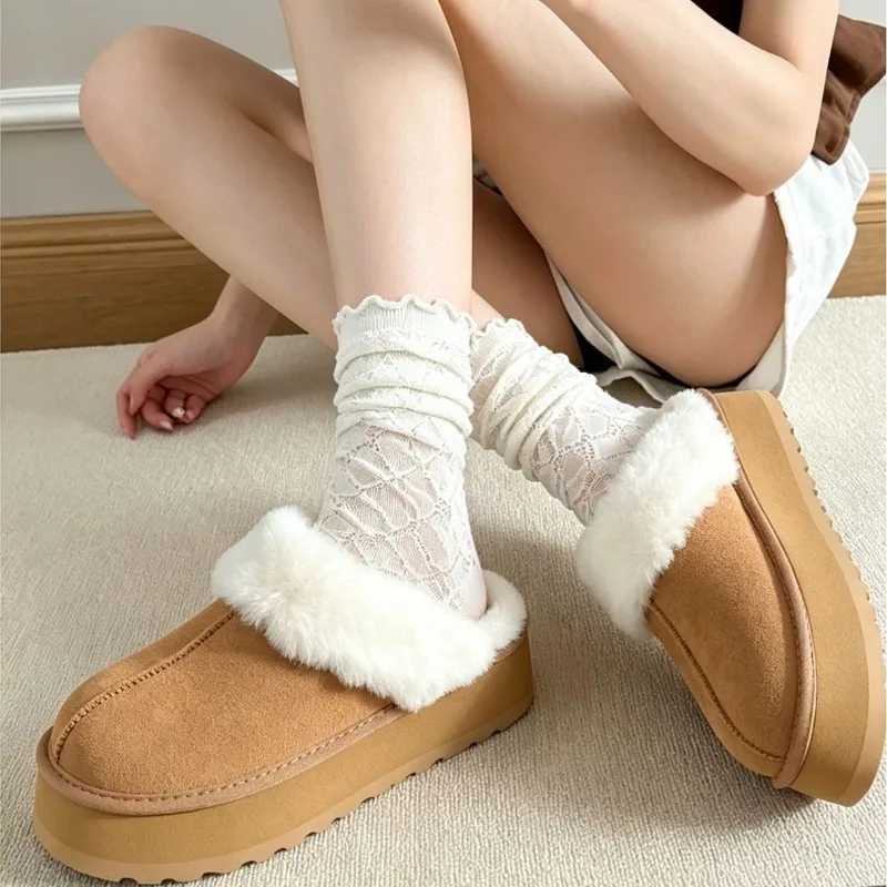 Thickened Warm Fluffy Slippers for Women Winter New Style Thick Sole Anti-Slip Home Cotton Shoes Convertible Snow Boots T26092260WY