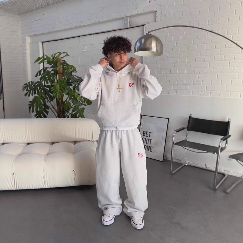 Luxury Brand Designer Clothes Men Embroidery Logo Hoodie Sweatpants Set Casual Loose Fit 2 Piece Tracksuit Streetwear Outfit