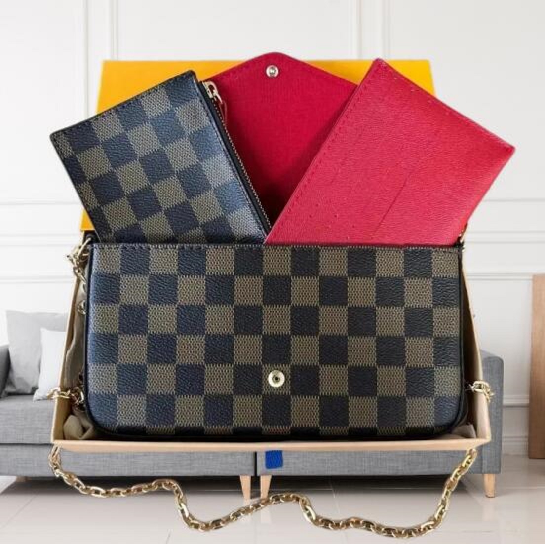 10A Luxury Designer Bag 3 Multi FELICIE POCHETTE Genuine Leather Chain Handbag Crossbody Purse Women Shoulder Bags Lady The Tote Wallet bag backpack