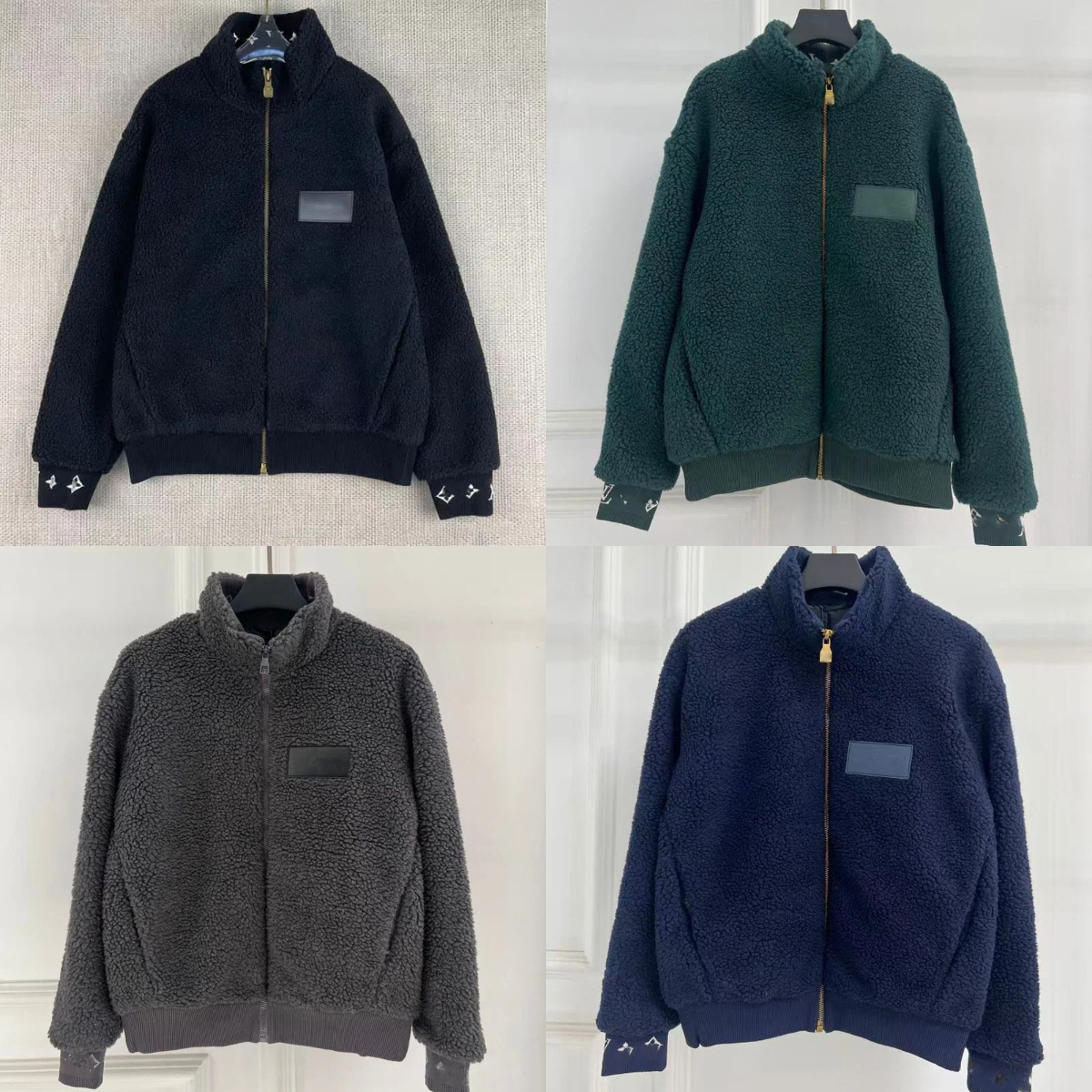 Teddy Sherpa Belted Jacket Men's Unisex Zip Up Oversized Fleece Coat Leather Patch Winter Casual Warm Solid Color Versatile Outfit Coat