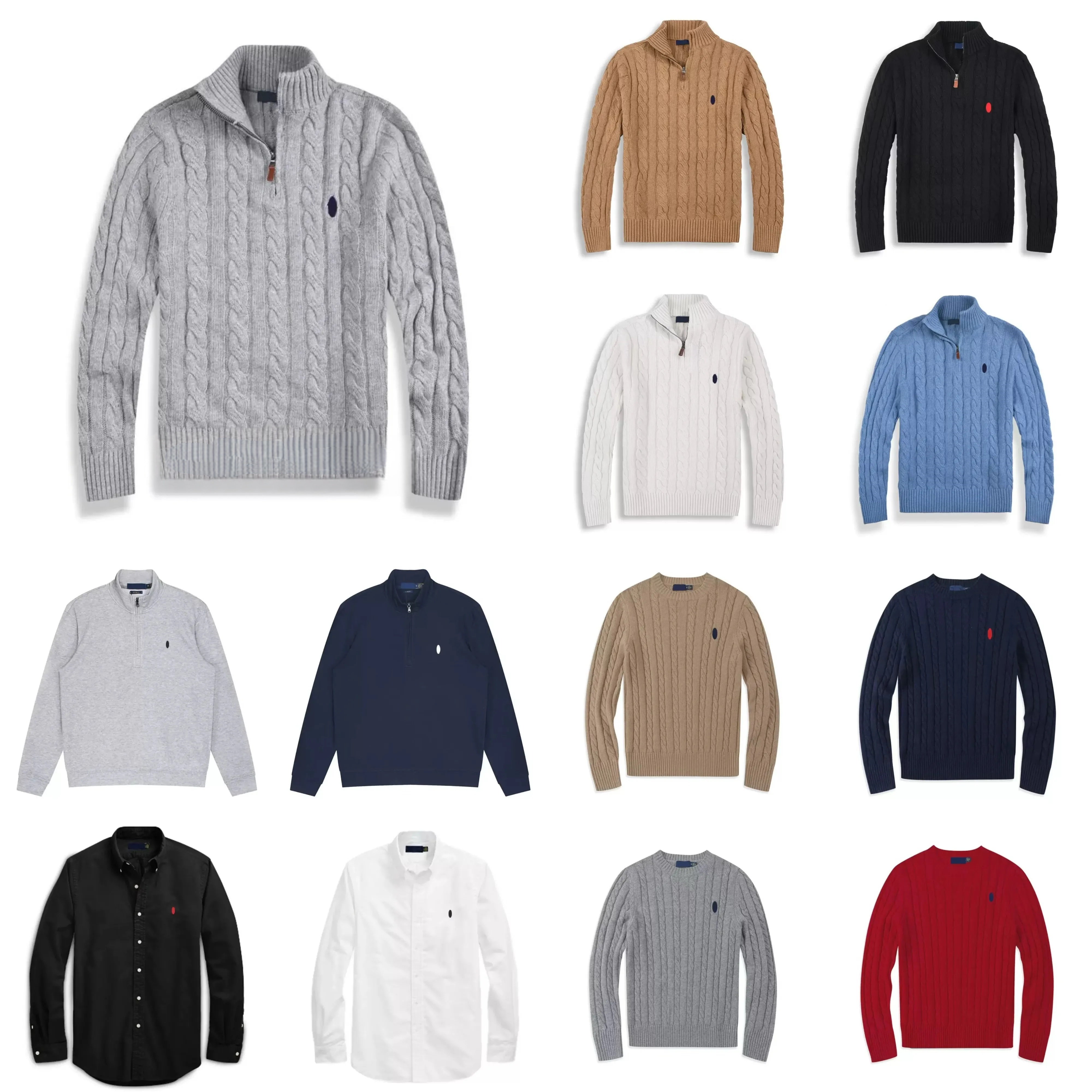 Polo Sweater Men Designer Cardigan Knit Sweater Quarter Zip Long Sleeve Shirt Pull Homme Mens Pullover Half Zipper Luxury Casual Jumper Autumn Wool