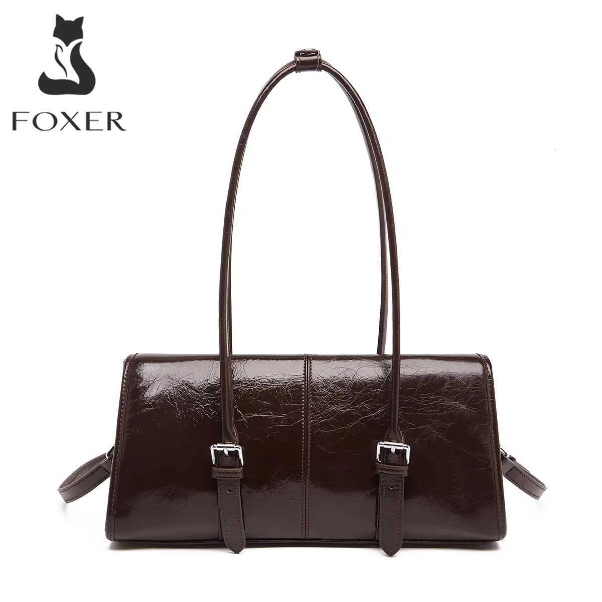 FOXER 2026 New Women's Shoulder Genuine Leather Retro Female Tote Underarm Bag Versatile Large Capacity Handbag Q260903