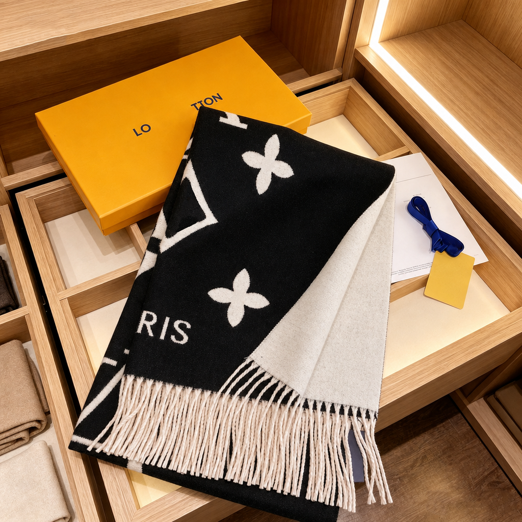luxury designer scarf classic printed cashmere thickened neck warmer new winter style fashionable mens scarf unisex warm retro shawl scarf Christmas