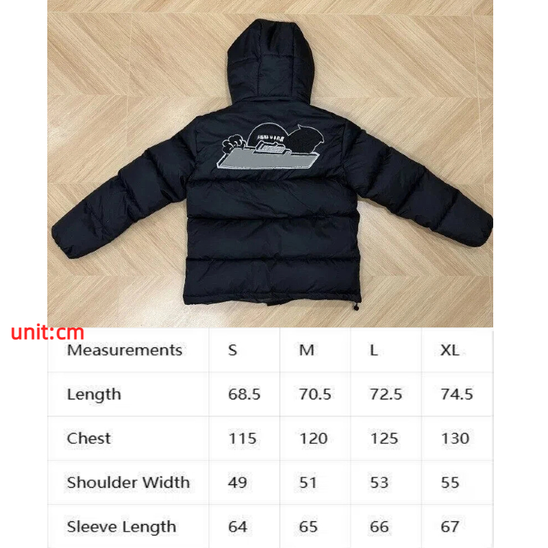 Trapsstarly Back Embroidered Puffer Jackets Men's Unisex Gothic Reflective Oversized Trapness Star Down Jacket Coat Winter Hip Hop Thick Street