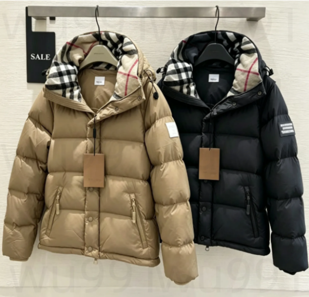 designer men's jacket Thick Plaid Lined Hooded Puffer Jacket Designer coat Puffer Jackets Winter Cotton Warm Veste Womens Coat Letter Print Det