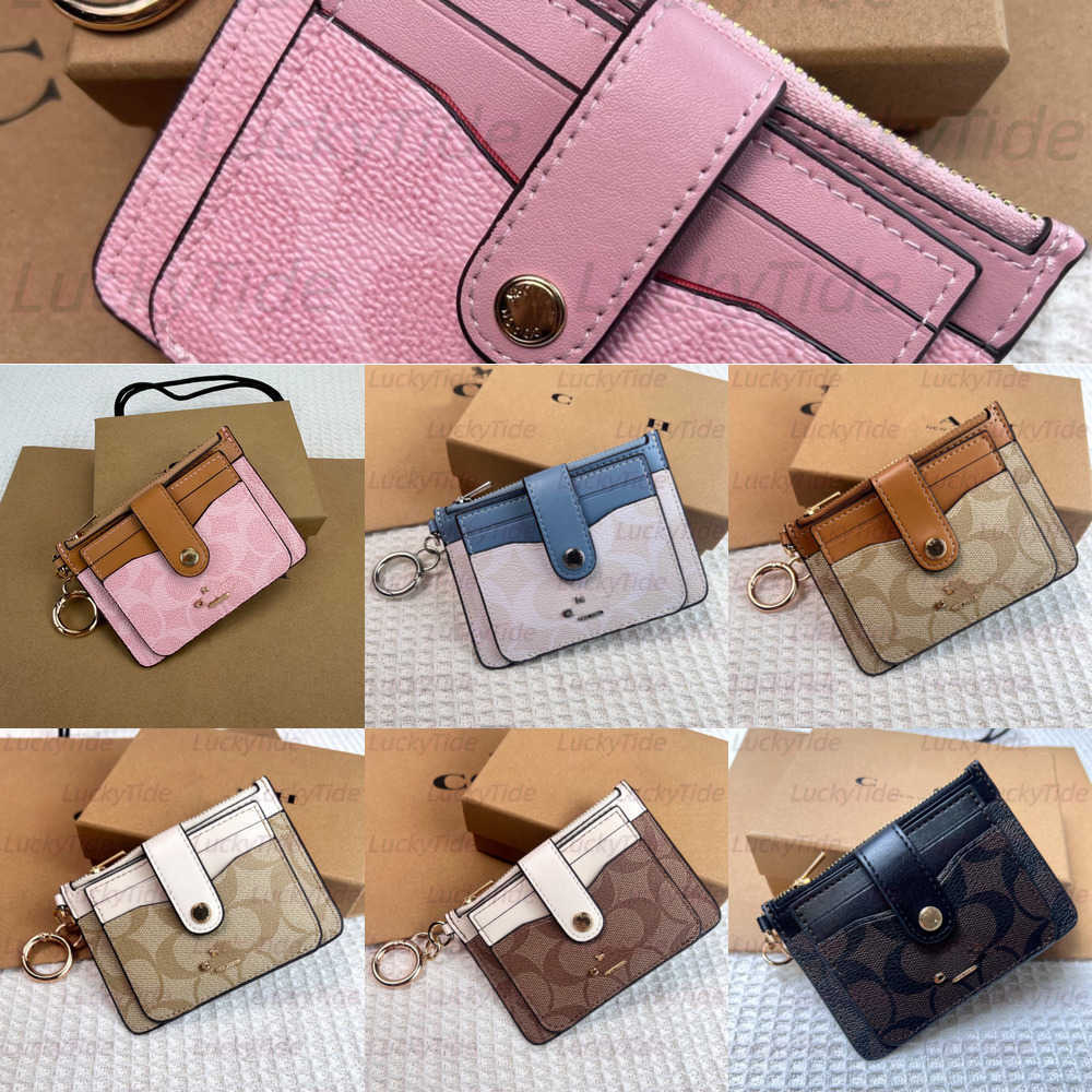 New CO Card Bag Designer Keychain Sakura Pink Card Bag Durable Fashion Luxury Keychain Zero Wallet Gift Preferred WV3T