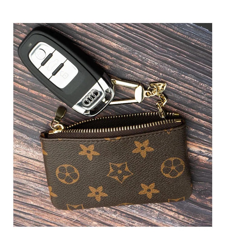 2026 Top Quality style travel with Designer purse Fashion Womens Men Key Ring Credit Card Holder Coin Purse Luxury Mini Wallet Bag Charm Brown Canva