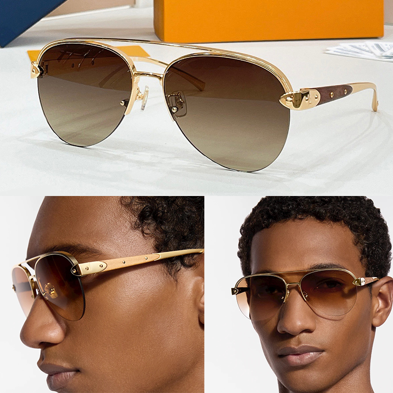 Z3248U Z3423U TRUNK PILOT Sunglasses Men Women Metal Frame Designer Sunglasses Temple Cherry Wood Half frame Glasses Mirror UV400 Drive Eyewear