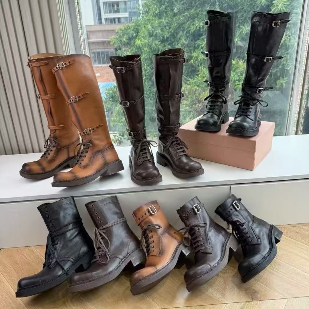 Boot Designer Luxury Shoe Adult Black Leather Punk boots Gothic Motorcycle Strap Buckle Chunky Platform Club Night Wear Modern Original Sale Zipper