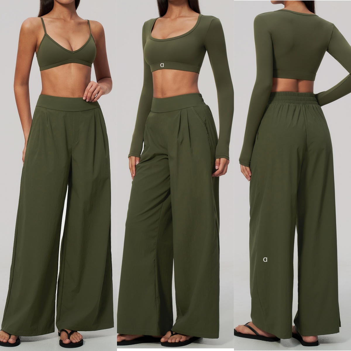 2813AO Quick-drying Yoga Bra Sports Shirt Or Short Long-sleeved Fitness Clothes Or Loose Wide-leg Pants High-waist Sports Pants