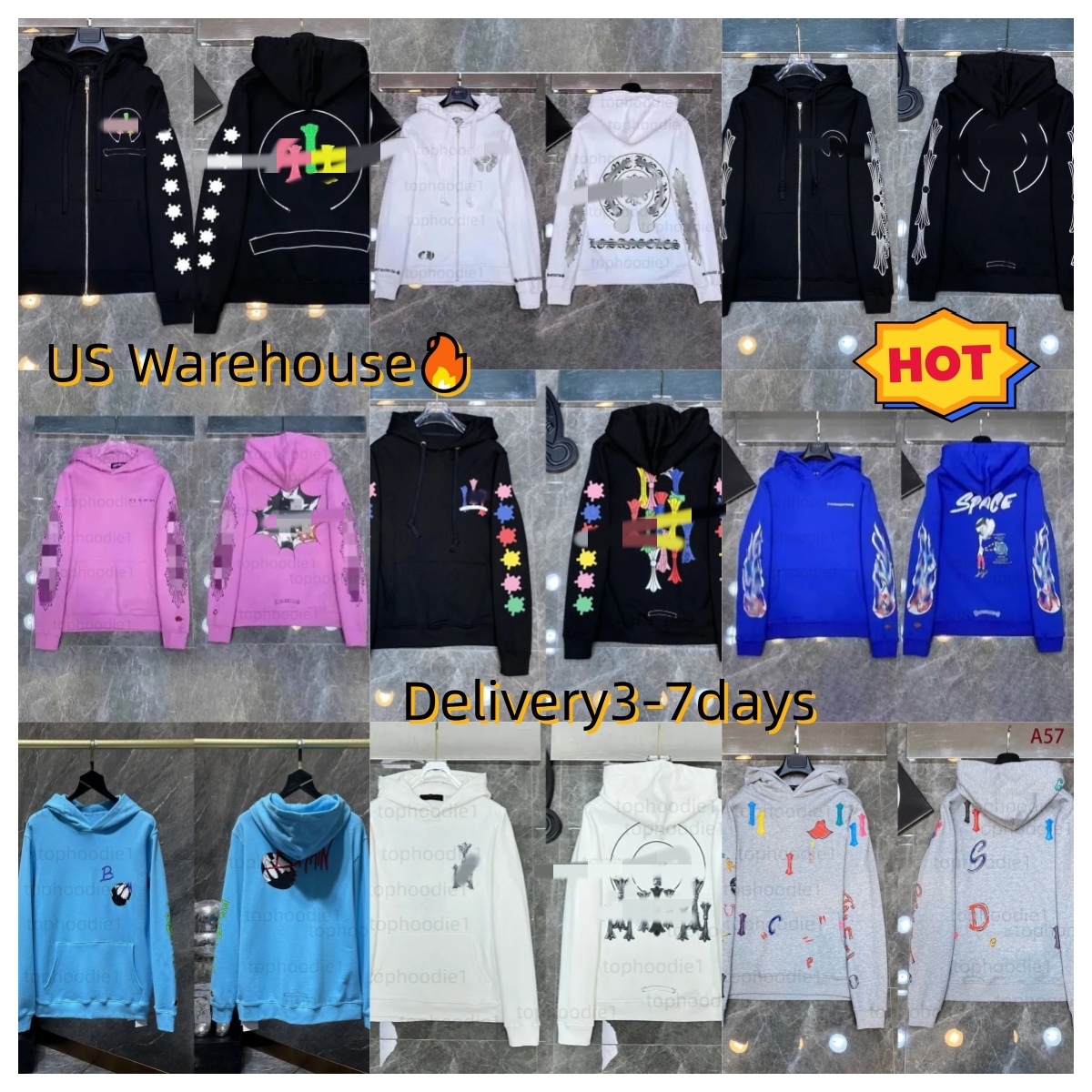 23A Up Sanskrit Hooded Zip Cardigan Chrome Sweatshirts Jackets Printed Mens Long Sleeved T-Shirt Street Casual Designer Hoodie Men Pullover Women