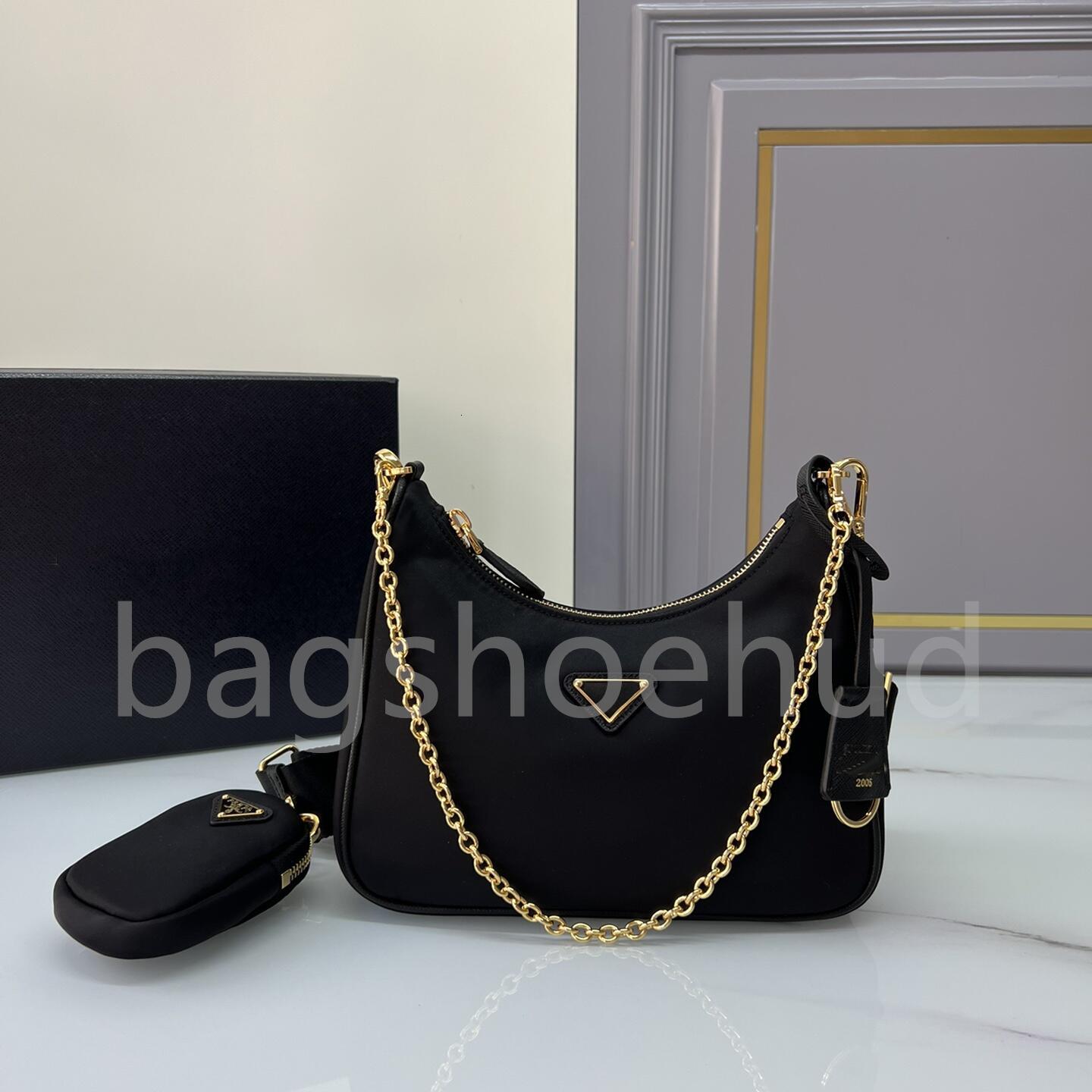 Designer mirror quality nylon underarm shoulder luxurys hobo hand bags lady leather totes Cross body clutch bag Crossbody Purses Black Canvas Fashio
