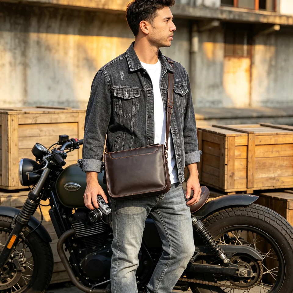 Genuine Leather Men's Shoulder Bag Crossbody Bags Simple Cowhide Top Layer Messenger Fashion Casual Style 260917