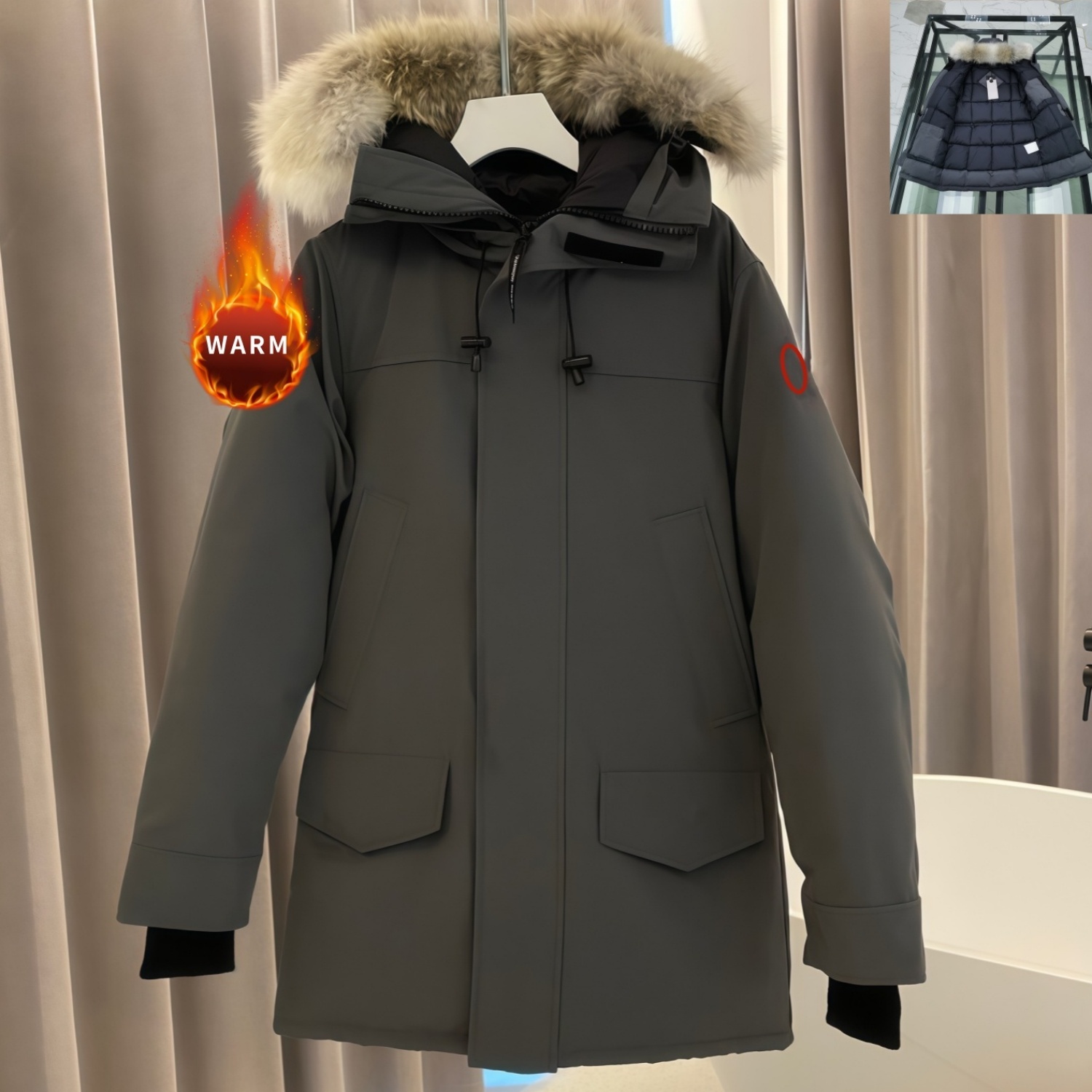 mens jackets designer winter jacket puffer jacket parka Down Outdoor Coats long sleeve Windproof Top real wolf Fur Hooded Outerwear black white l
