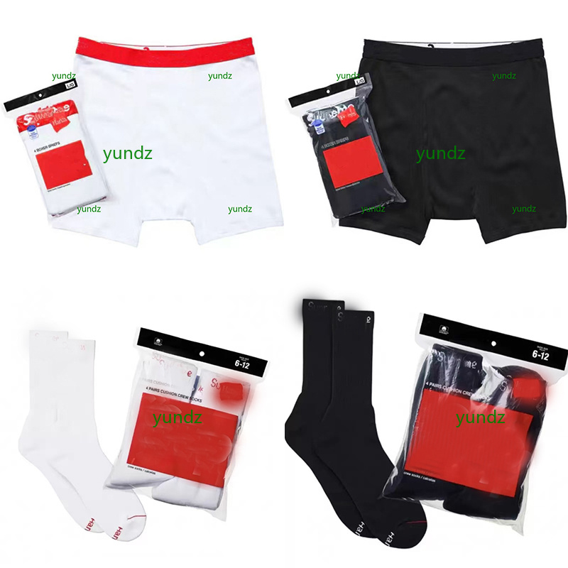 4 PACK Mens Underwears BOXER BRIEF Breathable Letter Underpants Summer Man Shorts Designer Womens socks Cotton solid color socks 4 pieces/pack Socks