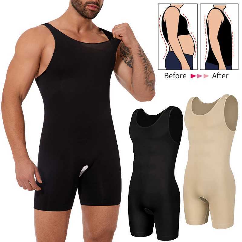 Full Body Shaper Mens Sleeveless Underwear Compression Seamless Bodysuit Shapewear Tummy Control Faja Para Hombres slimming vest Q260904