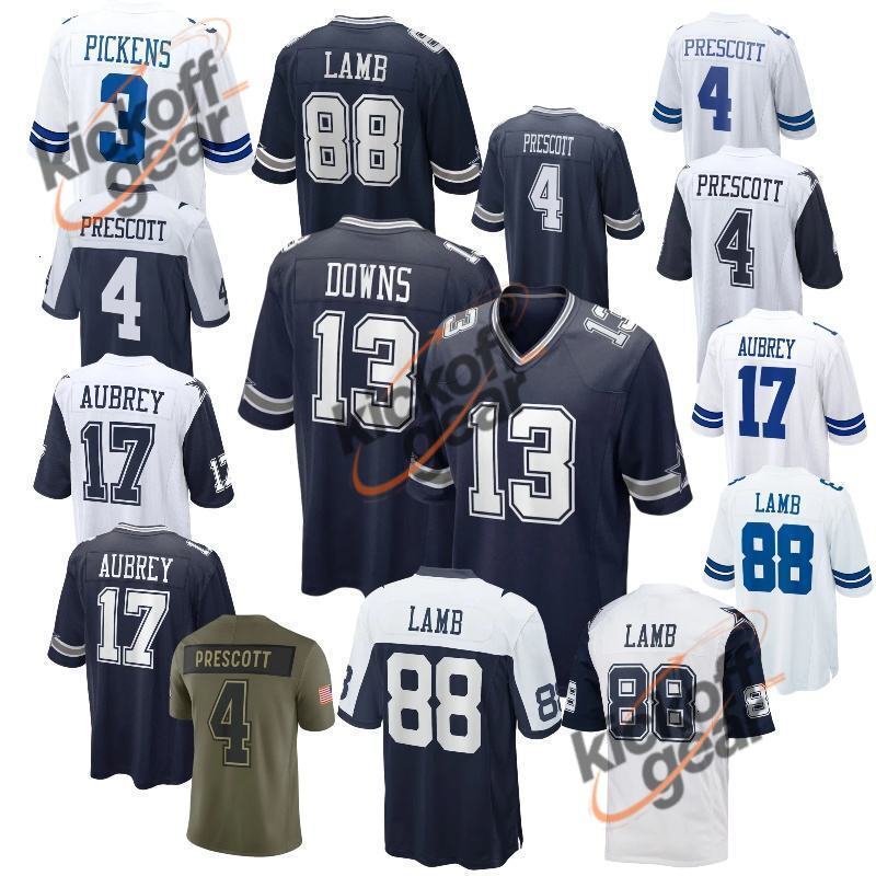 #13 Downs Pickens #3 Diggs #7 Aubrey #17 Lamb #88 Prescott #4 Men Fully Stitched American Football Jersey Wholesale Breathable Sport Uniform S-3XL