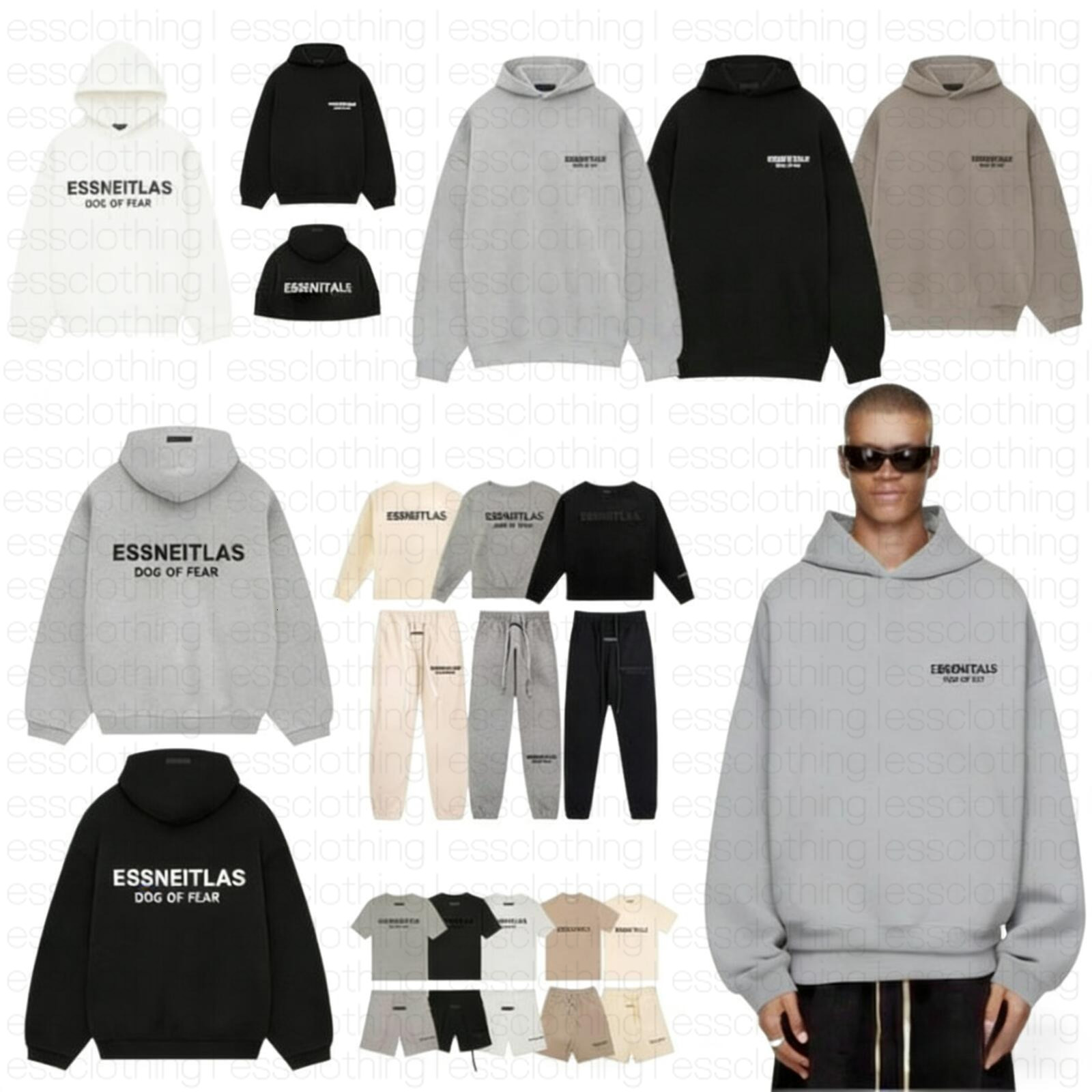 mens tracksuit Designer essentials Hoodie man essential Hoodies Sweaters Sweatshirt Mens Breathable Black Letter Printed Long Sleeve Loose Graphic C