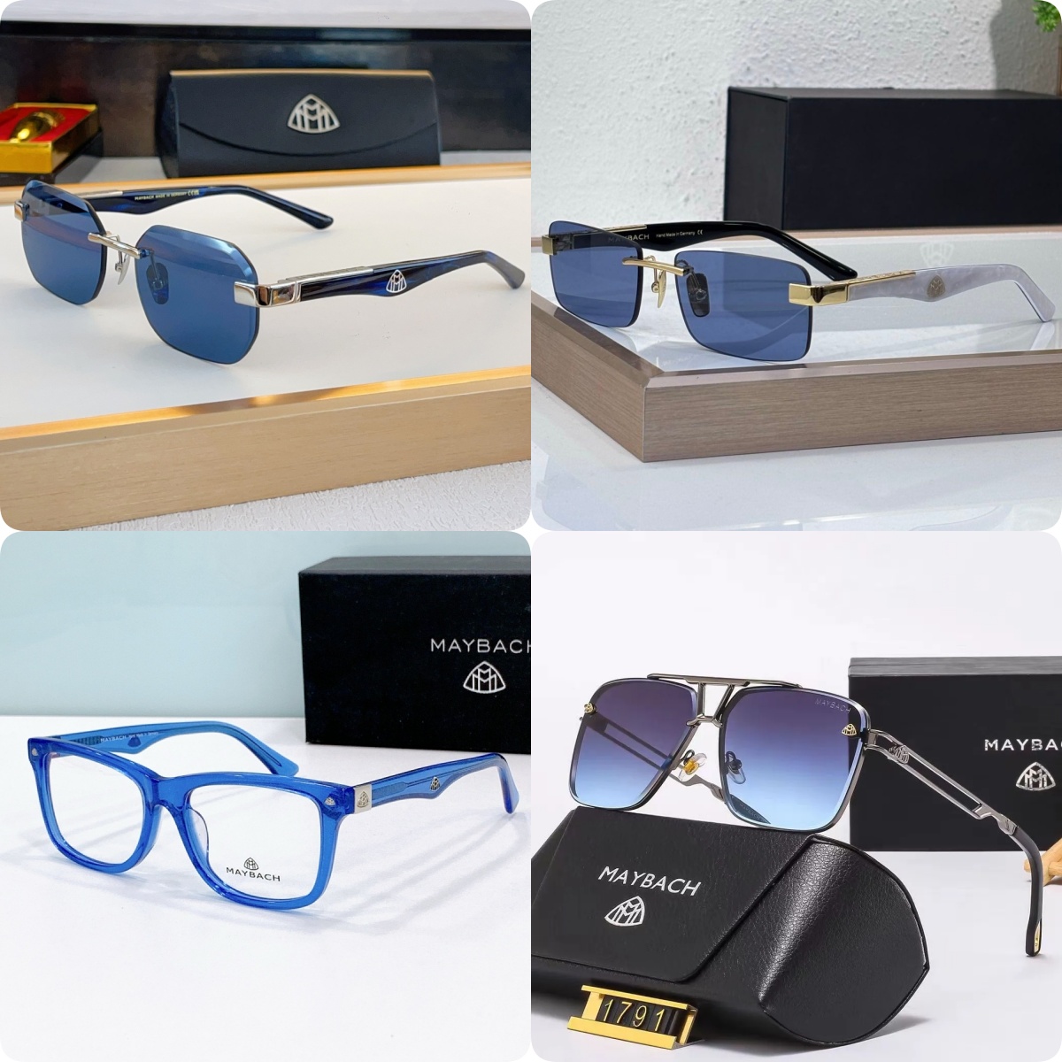 High Quality MAY BACH Luxury Quality Designer Sunglasses for Men and Women Classic Goggles Beach Retro Lenses Customizable Preion Glasses