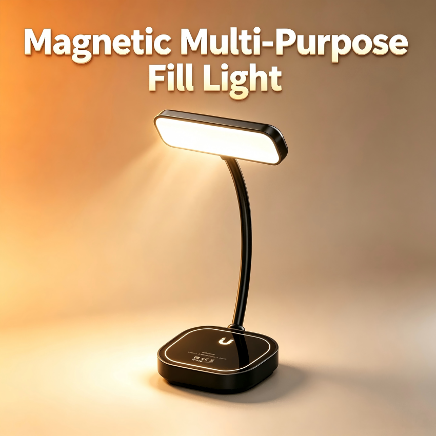 Support de téléphone magnétique MagSafe, mini lampe de remplissage de tuyau flexible portable, lumière de beauté à température de couleur réglabl