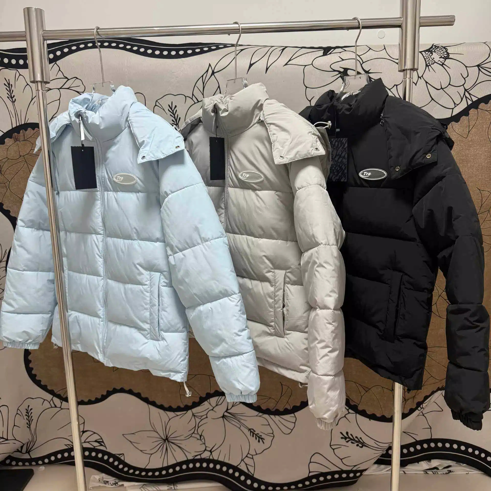 Trapsstarly Back Embroidered Puffer Jackets Men's Unisex Gothic Reflective Oversized Trapness Star Down Jacket Coat Winter Hip Hop Thick Street