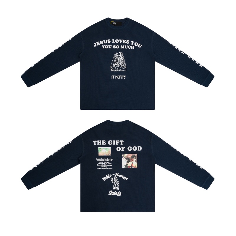 Vintage Croix Sanskrit Gaufre Sweat Hommes Femmes Surdimensionné À Manches Longues T-shirt Décontracté Streetwear Gaufre à manches longues pull