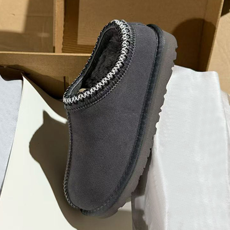 Designer Men Women Tasman Slippers Tazz Slides Plus Size EU47 Suede Shearling Clogs Winter Mules Backless Loafers Shoes 1186