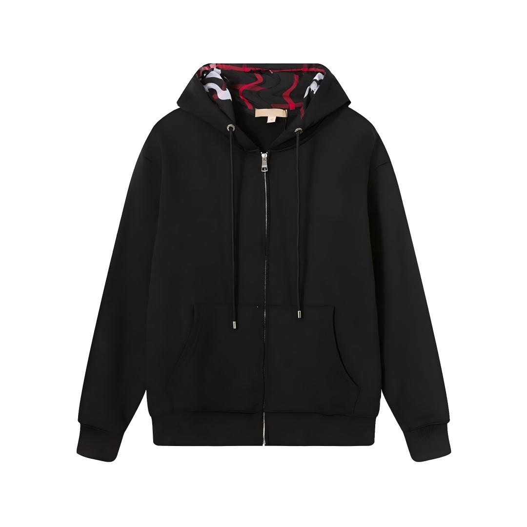 Burburyrs Zip Up Hoodie Designer Men's Women's Hoodies Designer Autumn And Winter Checkered Hoodie Loose Pullover Thick Long Sleeved Cardi