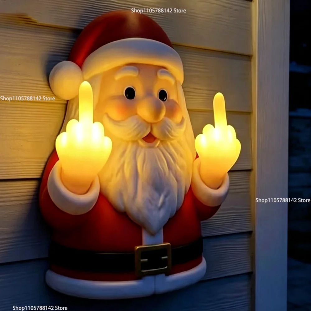 Halloween Lamp Middle Finger Night Light Christmas Santa Claus Ghost Figurines Resin Spooky Desk for Party Diy Decor Props 260904