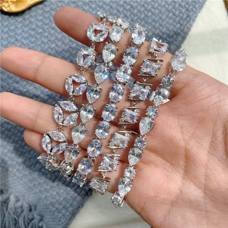 Iced Out Hip Hop Jewelry Passes Diamond Tester 6mm Tennis 925 Silver VVS Moissanite Bracelet for Women