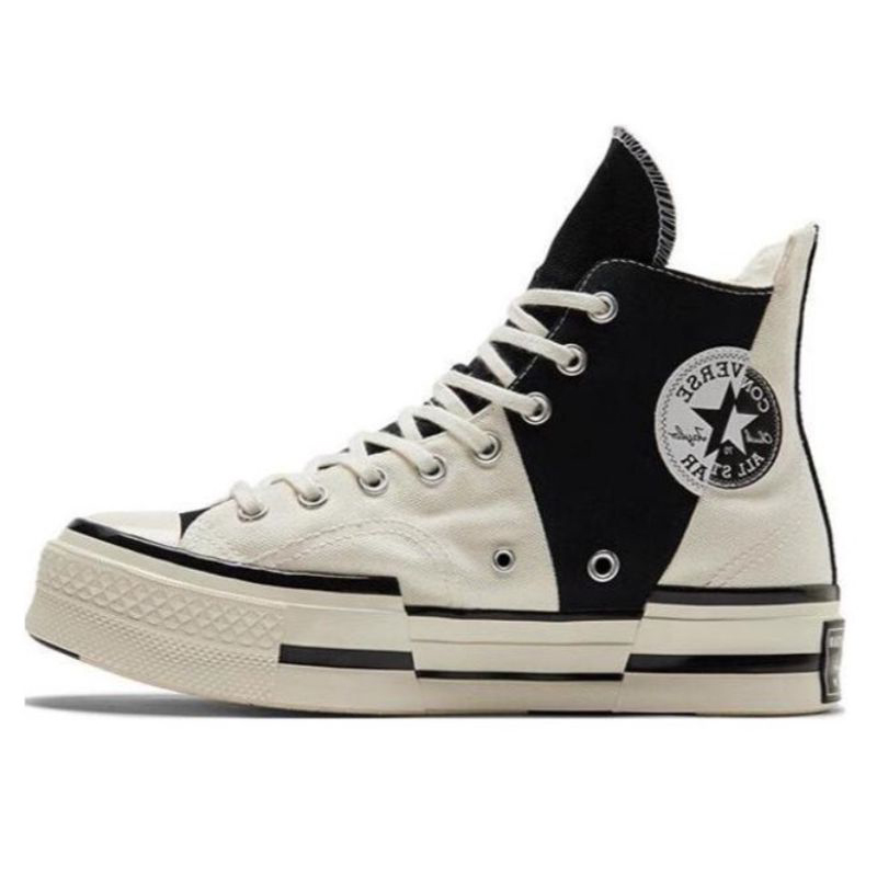 Classique Converse Chuck 70 Plus Style déconstruit haut chaussures en toile unisexe noir blanc A01388C