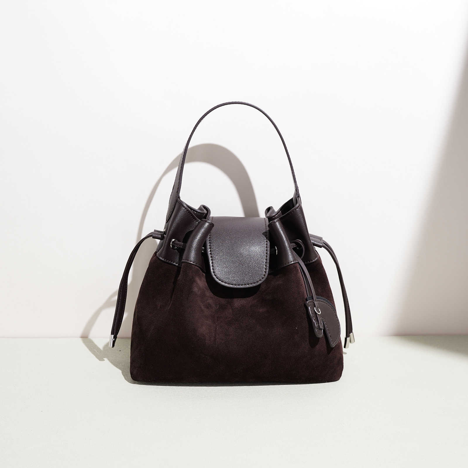 Bucket Winter Colour-Blocked Suede Womens Bag Trendy Genuine Leather Handbag Versatile Pony Charms Shoulder/Crossbody Bag H260905